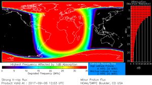 Áreas afectadas por el fenómeno solar registrado el 6 de septiembre.